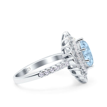 Vintage Style Solitaire Accent Marquise Wedding Ring Simulated Aquamarine CZ 925 Sterling Silver